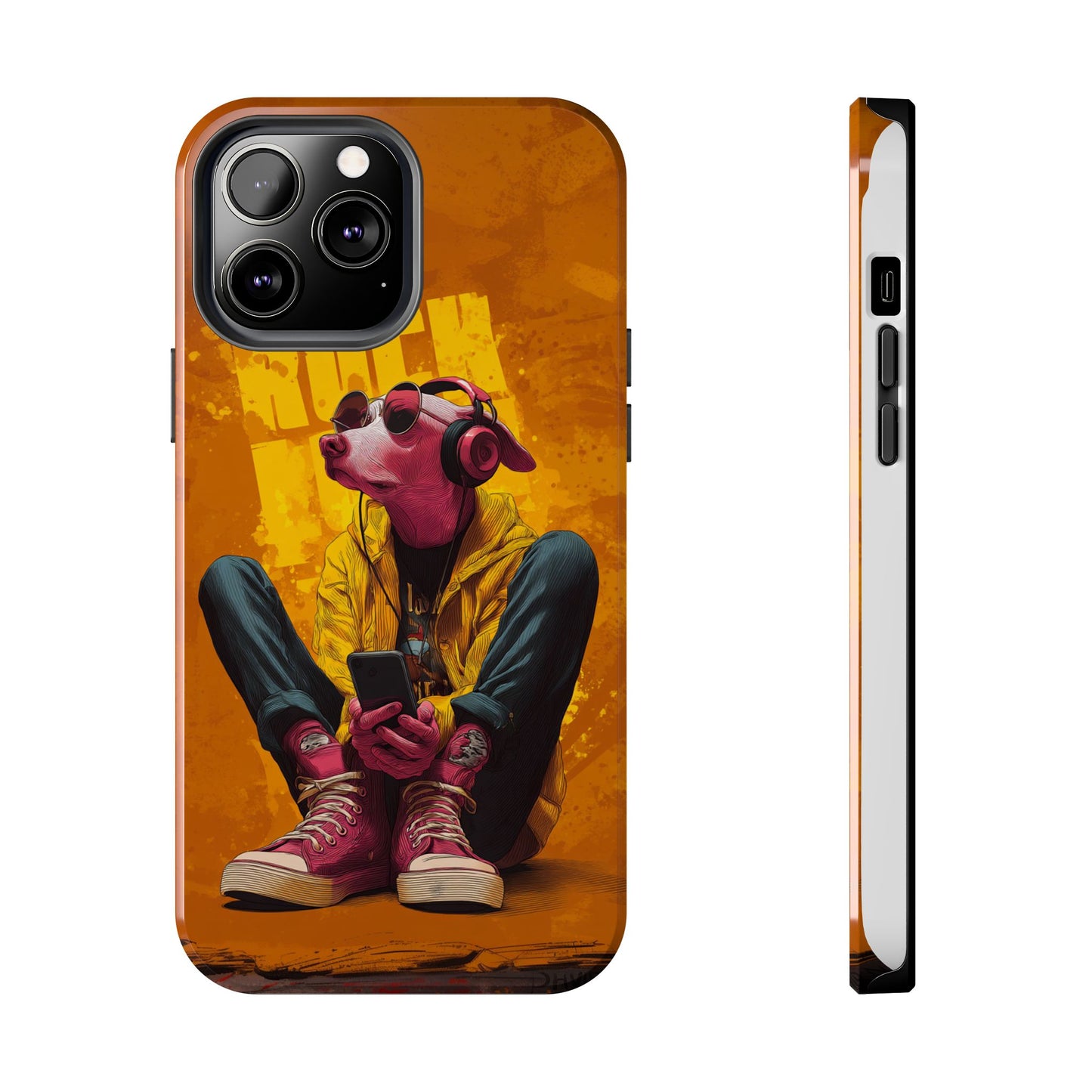 Dog with Pink Sunglasses and Headphones Tough Phone Case