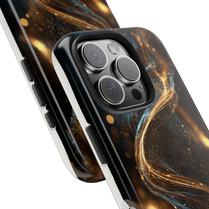 Stylish Tough Phone Case with Elegant Gold Swirl Design