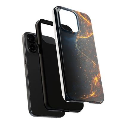 Sleek Tough Phone Cases with Abstract Gold and Blue Design