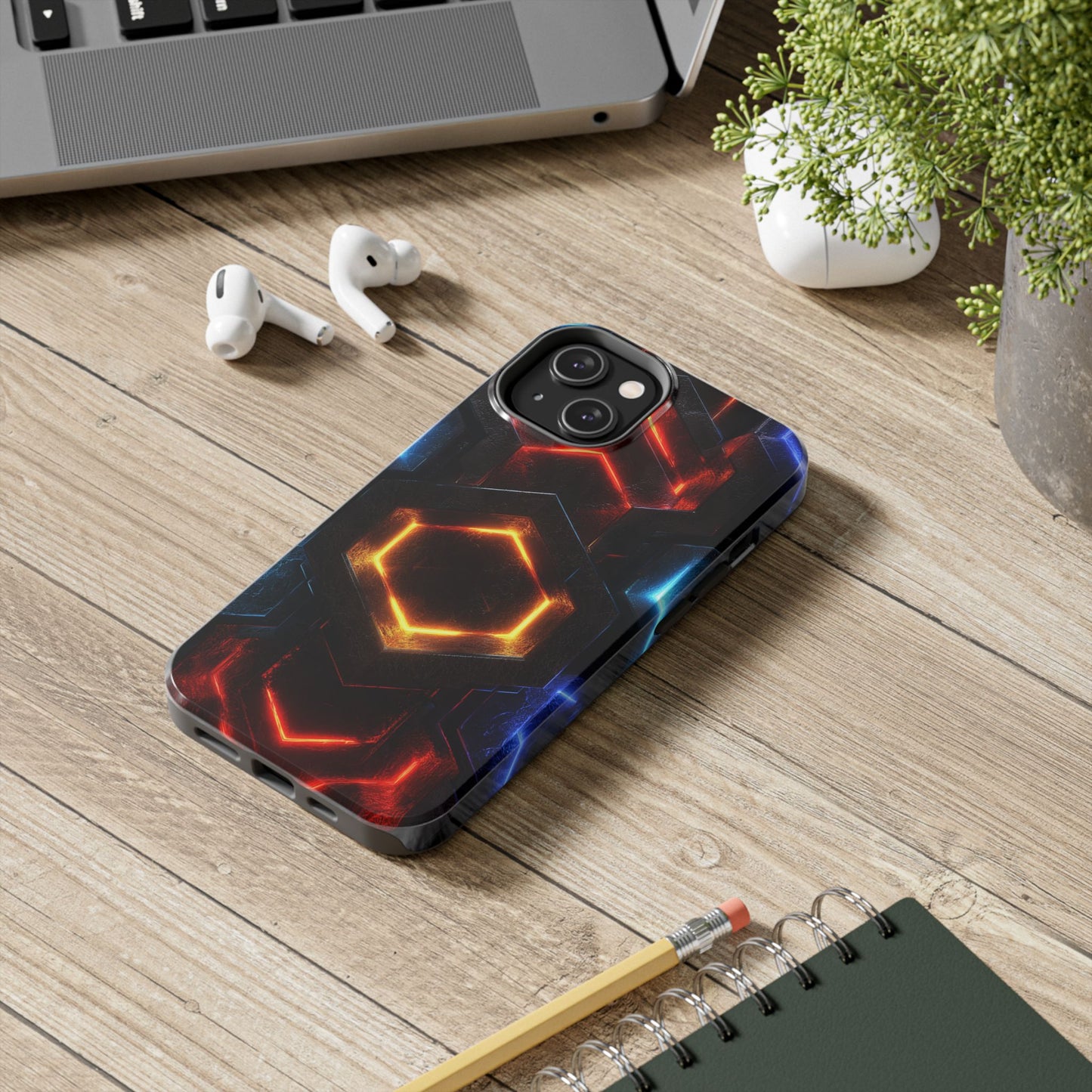 Portal Matrix Neon Nexus Phone Case - Dimensional Gateway Design by Artist Skipper | Premium Red Energy Phone Cover