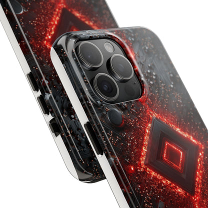 Neon Nexus: Crimson Shard | Sci-Fi Diamond Phone Case by Skipper