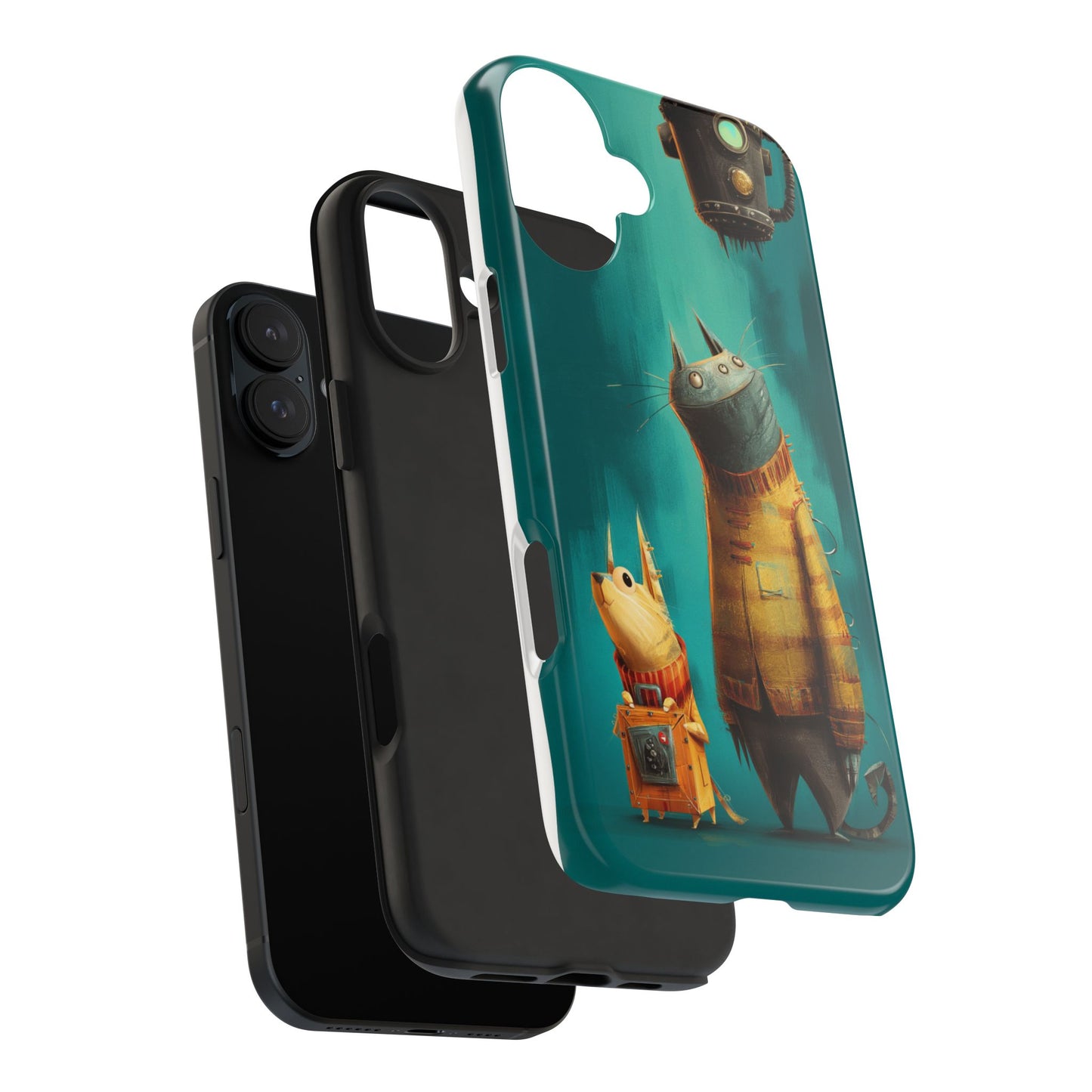 Whimsical Cat Adventure Tough Phone Case - Unique Design for Animal Lovers