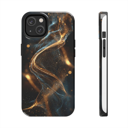 Stylish Tough Phone Case with Elegant Gold Swirl Design