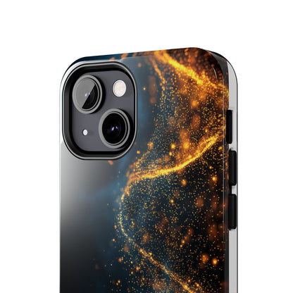 Sleek Tough Phone Cases with Abstract Gold and Blue Design