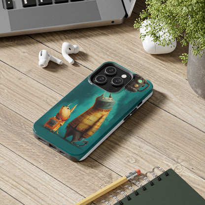 Whimsical Cat Adventure Tough Phone Case - Unique Design for Animal Lovers