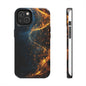 Sleek Tough Phone Cases with Abstract Gold and Blue Design