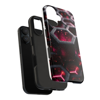 Neon Nexus: Hexwave Hive | Pink Cyber Grid Phone Case by Skipper