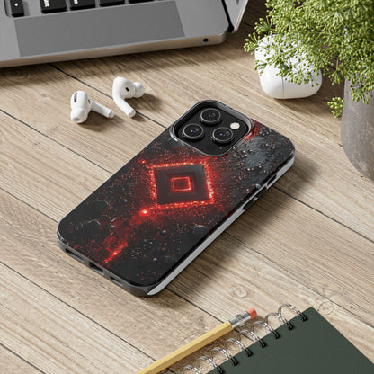 Neon Nexus: Crimson Shard | Sci-Fi Diamond Phone Case by Skipper