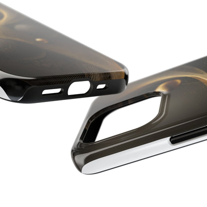 Cosmic Gold Waves Abstract Phone Case – Elegant Black Art