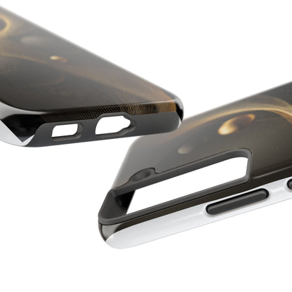 Cosmic Gold Waves Abstract Phone Case – Elegant Black Art
