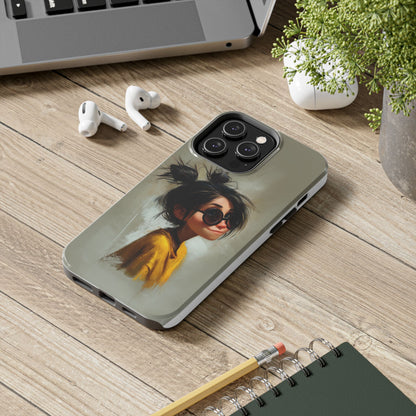 Trendy Tough Phone Case – Stylish Illustrated Girl Design for Fashion Lovers