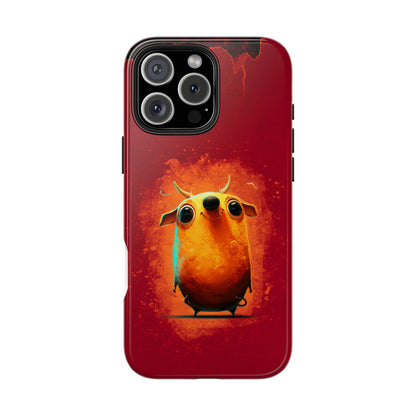 Whimsical Tough Phone Case - Cute Orange Monster Design