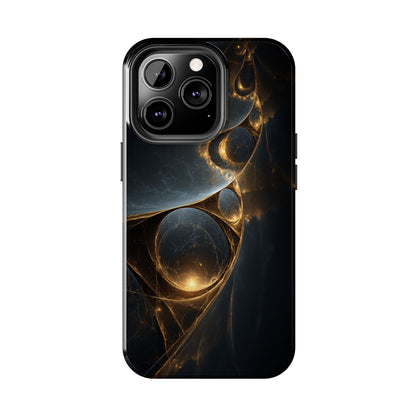 Stylish Tough Phone Case with Elegant Golden Swirls