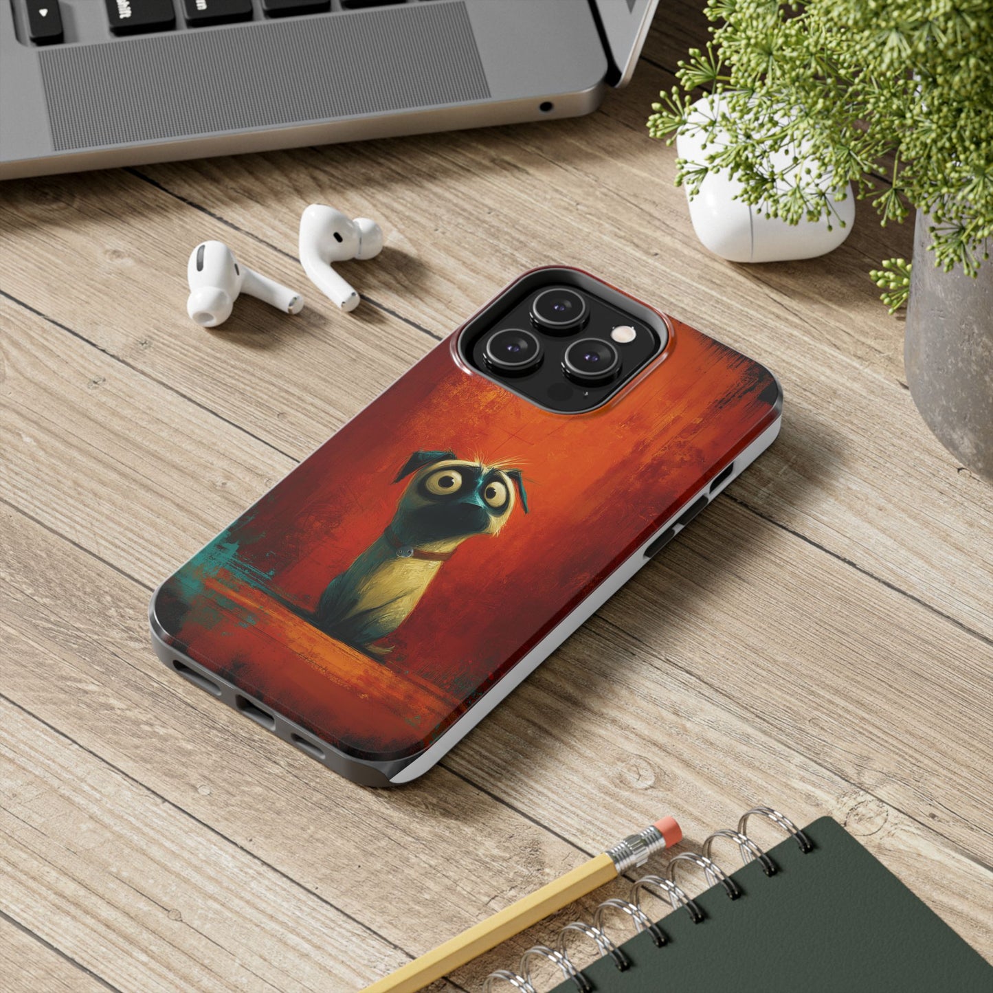Whimsical Dog Art Tough Phone Case - Durable Protection for Pet Lovers