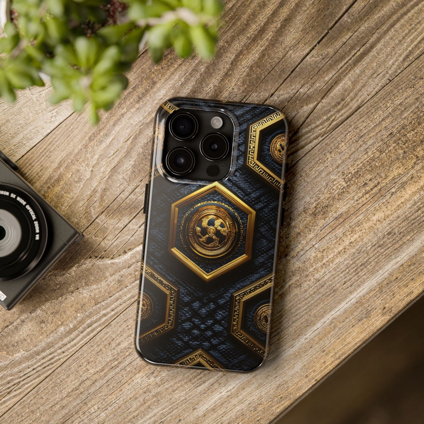 Luxury Gold Hexagon Tough Phone Case by Skipper – Modern Stylish Protection & Gift Idea