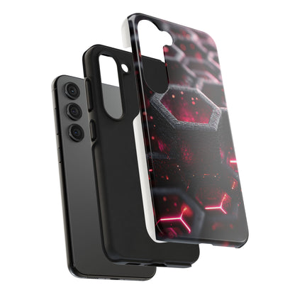 Neon Nexus: Hexwave Hive | Pink Cyber Grid Phone Case by Skipper