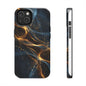 Stylish Tough Phone Case with Golden Swirl Design