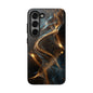 Stylish Tough Phone Case with Elegant Gold Swirl Design