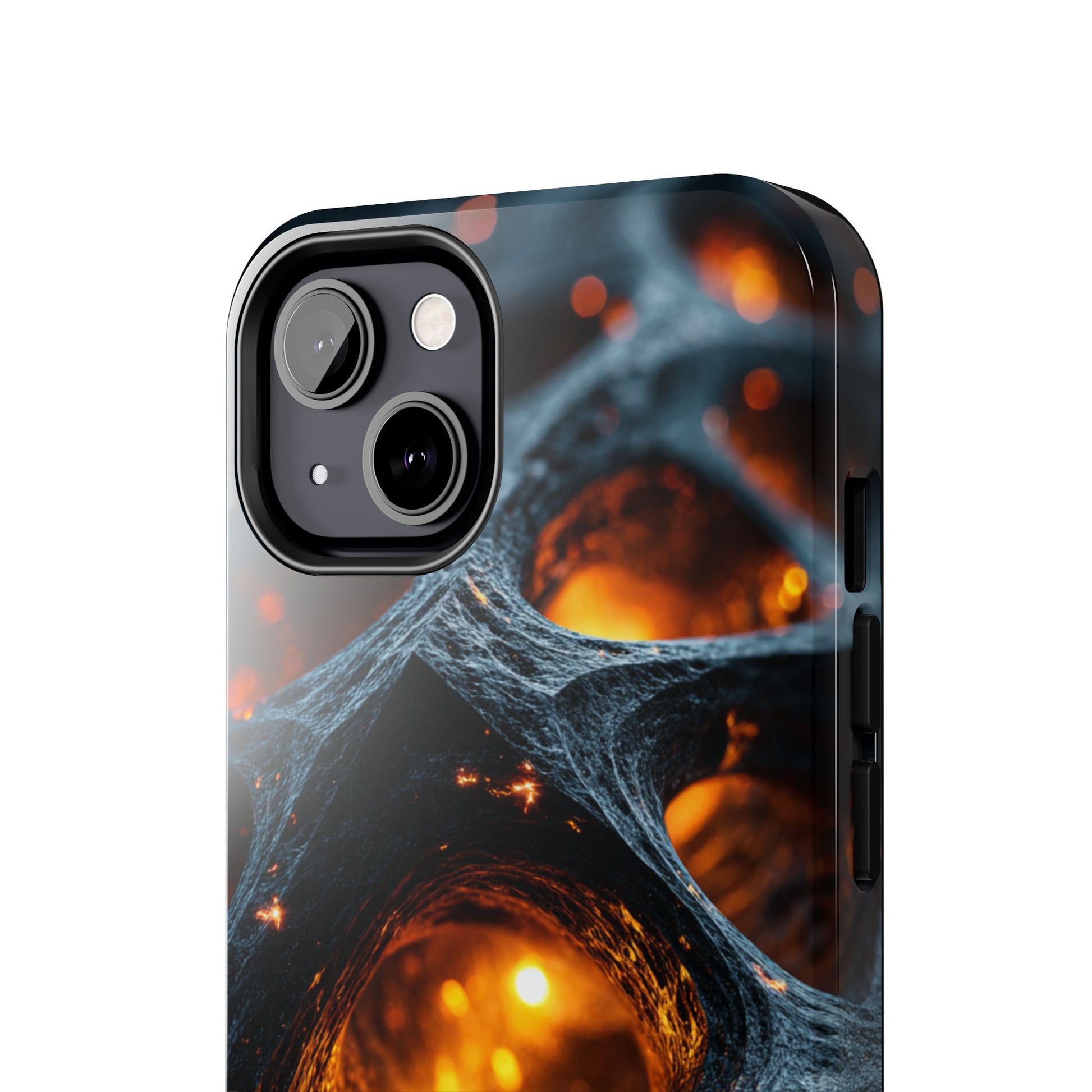 Unique phone accessory showcasing black and orange sci-fi art