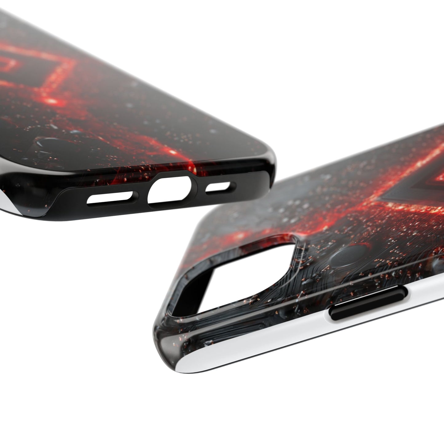 Neon Nexus: Crimson Shard | Sci-Fi Diamond Phone Case by Skipper