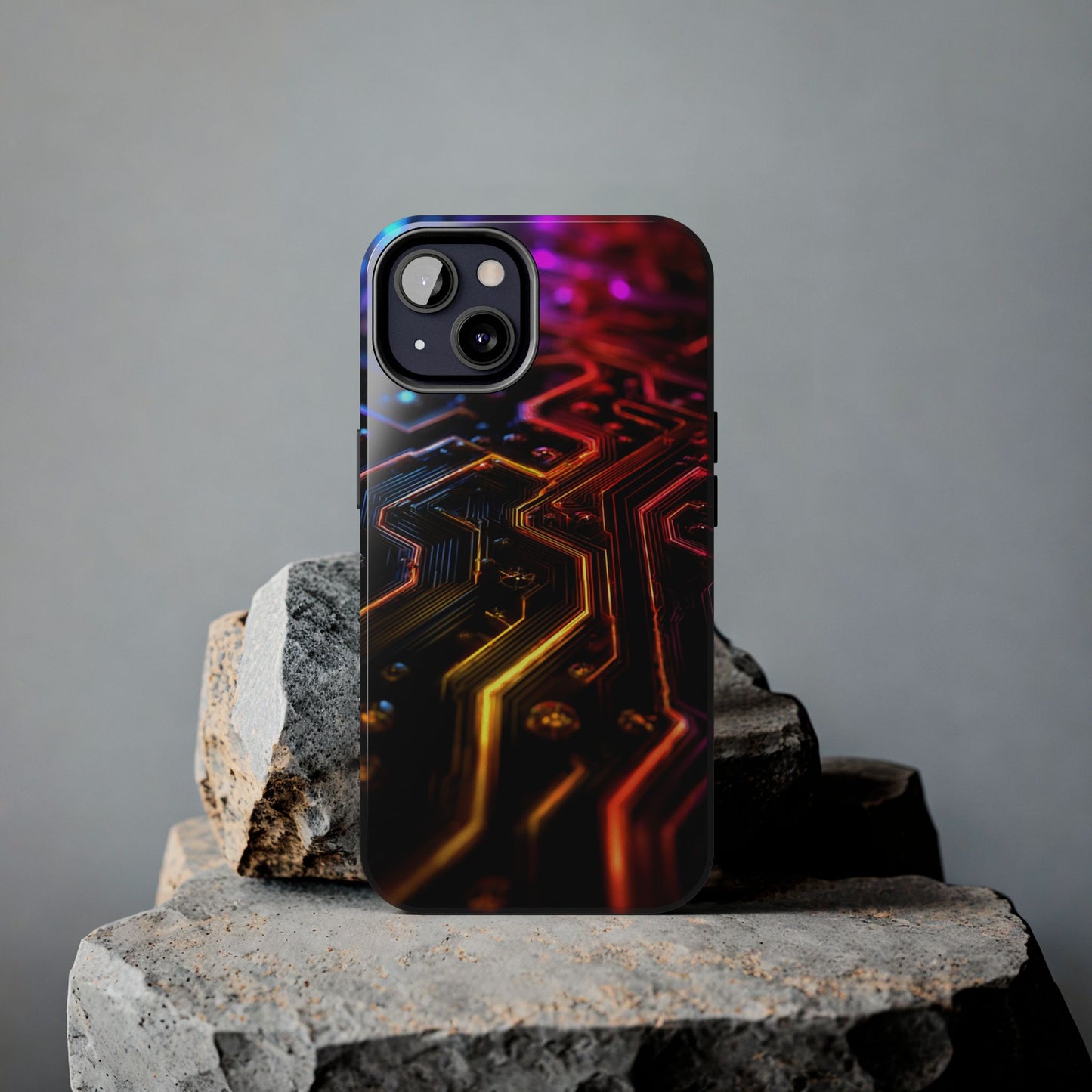 Neural Network Neon Nexus Phone Case - Electric Blue Circuit Maze by Artist Skipper | Premium Tech Art Protection