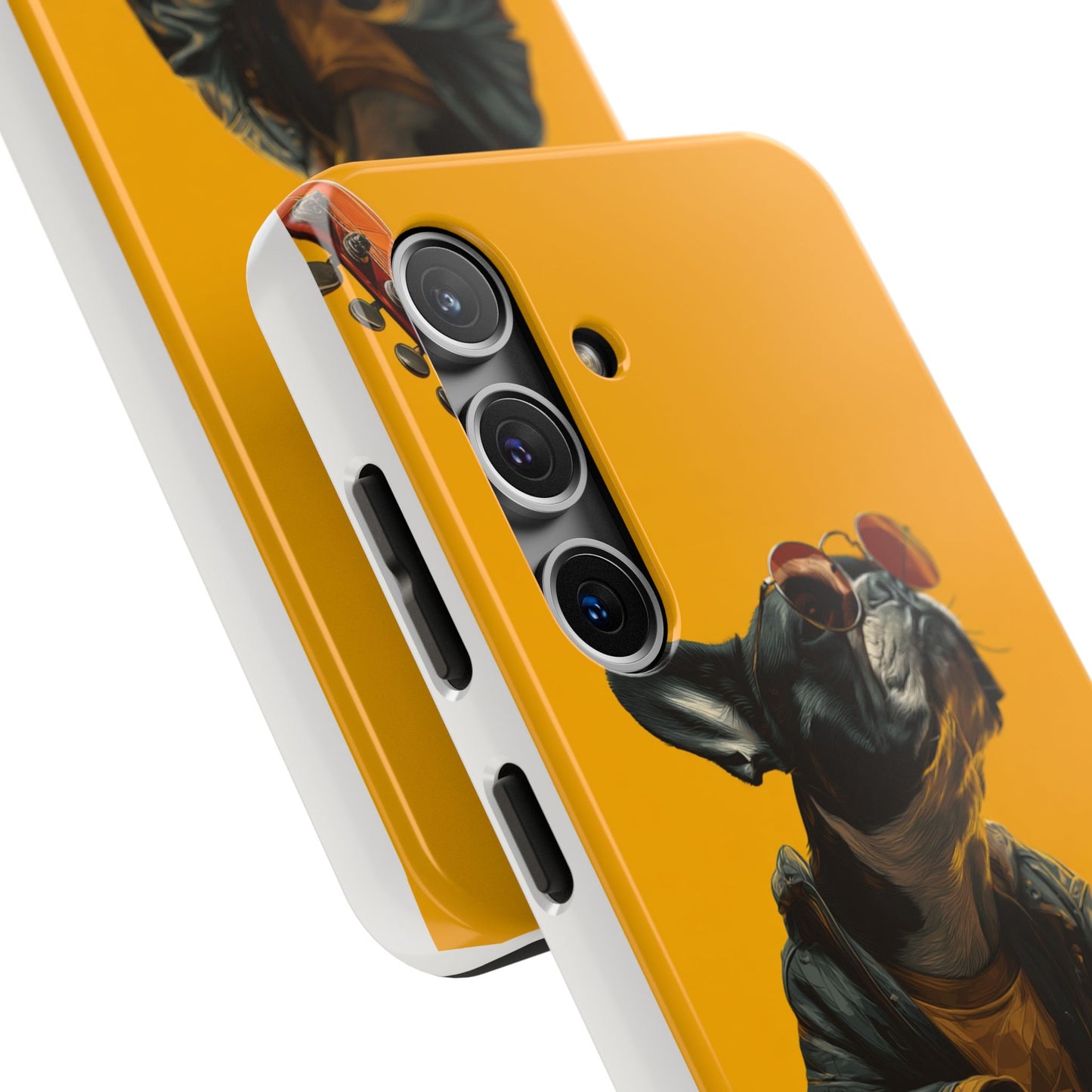 French Bulldog with Red Sunglasses Playing Red Guitar Tough Phone Case