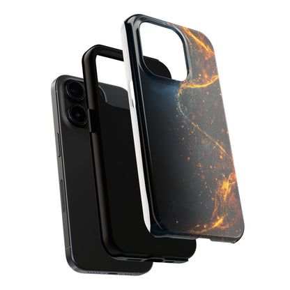 Sleek Tough Phone Cases with Abstract Gold and Blue Design