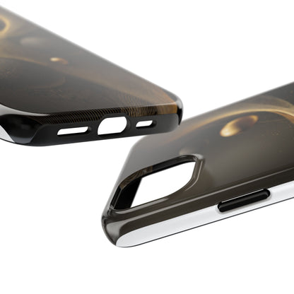 Cosmic Gold Waves Abstract Phone Case – Elegant Black Art