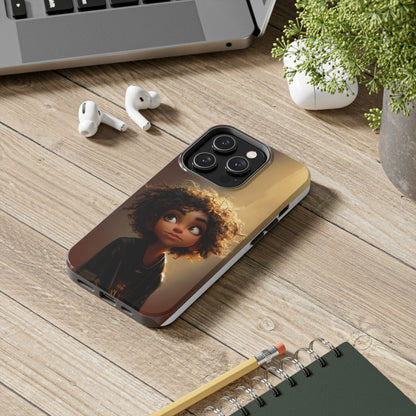 Artistic Tough Phone Case with Whimsical Character Design