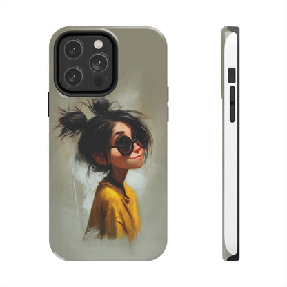 Trendy Tough Phone Case – Stylish Illustrated Girl Design for Fashion Lovers
