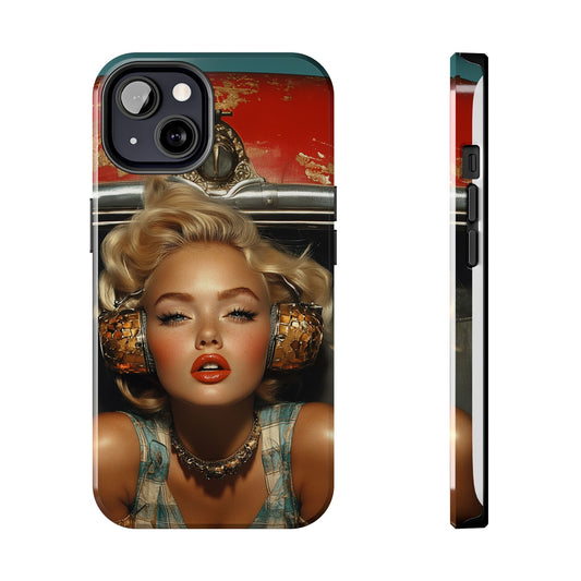 Retro Glam Tough Phone Case - Stylish Protection for Music Lovers