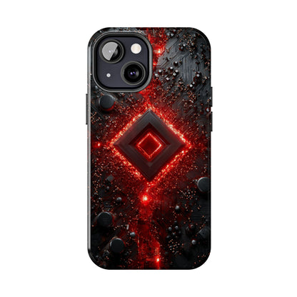 Neon Nexus: Crimson Shard | Sci-Fi Diamond Phone Case by Skipper