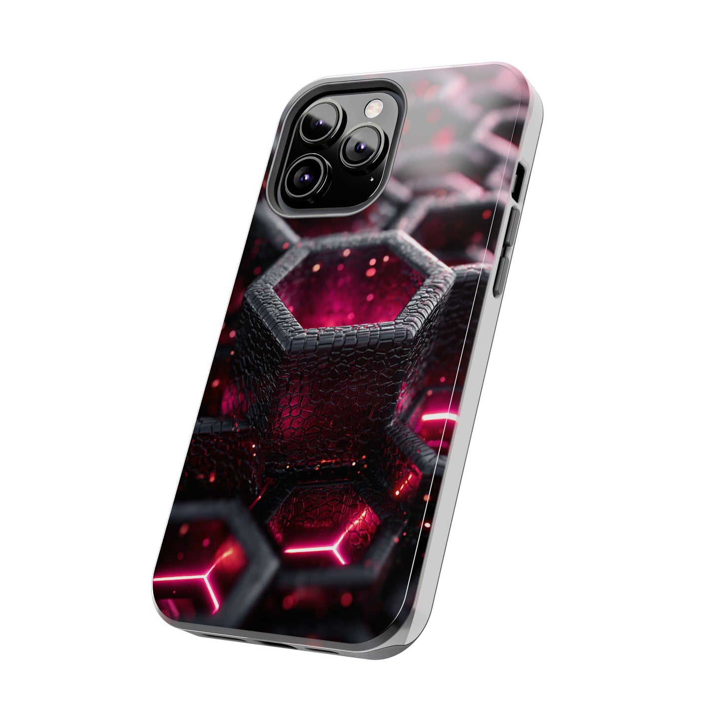 Neon Nexus: Hexwave Hive | Pink Cyber Grid Phone Case by Skipper