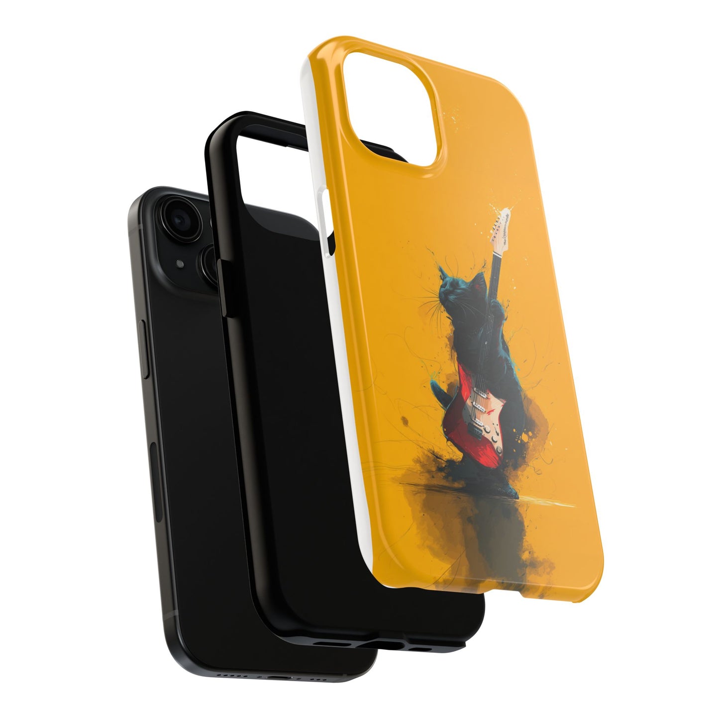 Black Cat Playing Red Guitar Tough Phone Case