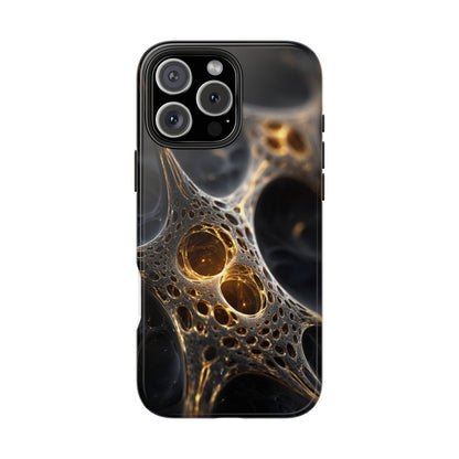 Luxurious Abstract Tough Phone Case - Gold and Black Design