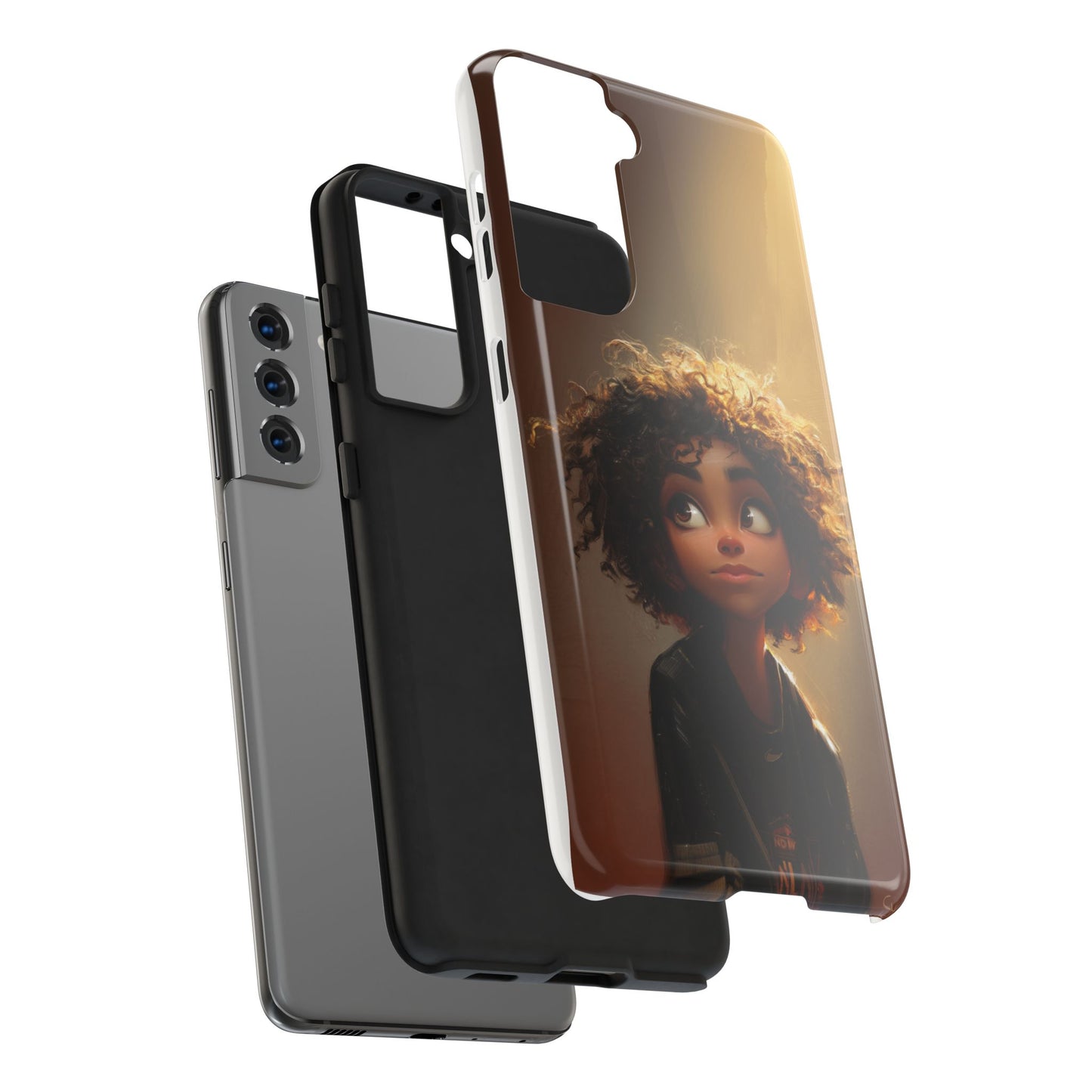 Artistic Tough Phone Case with Whimsical Character Design