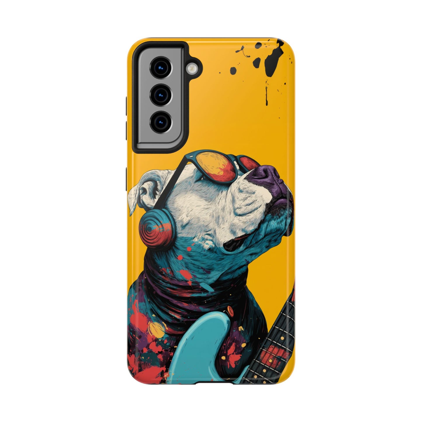 French Bulldog with Orange Sunglasses and Headphones Tough Phone Case