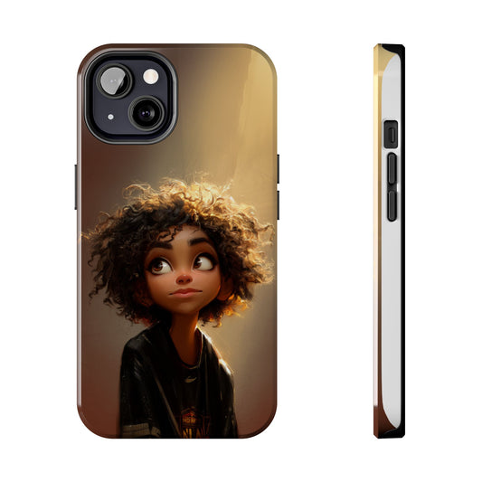Artistic Tough Phone Case with Whimsical Character Design