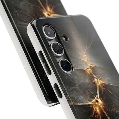 Tough Phone Case - Elegant Gold Fractal Design for Tech Lovers