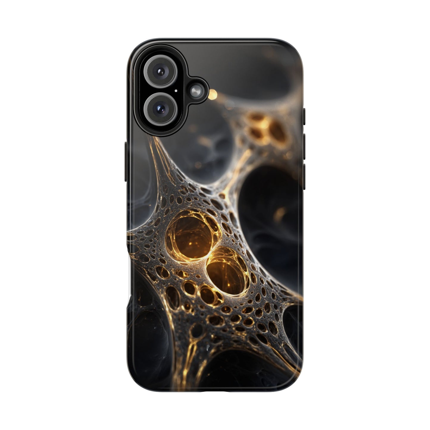 Luxurious Abstract Tough Phone Case - Gold and Black Design