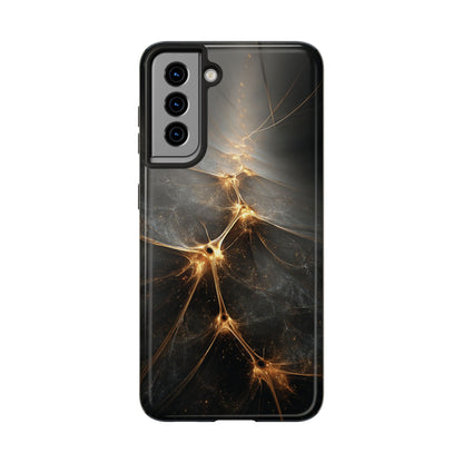 Tough Phone Case - Elegant Gold Fractal Design for Tech Lovers