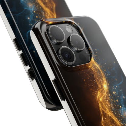 Dynamic Gold and Blue Tough Phone Case - Durable Protection with a Stunning Design