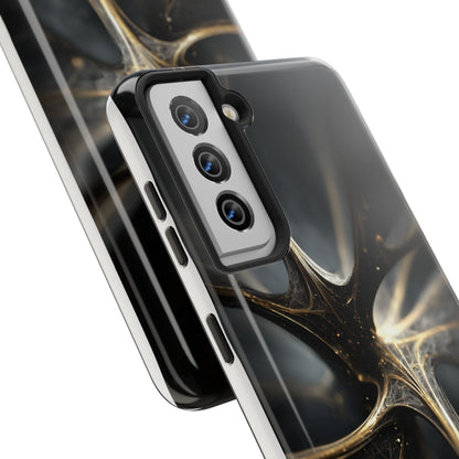 Elegant Tough Phone Case with Abstract Metallic Design