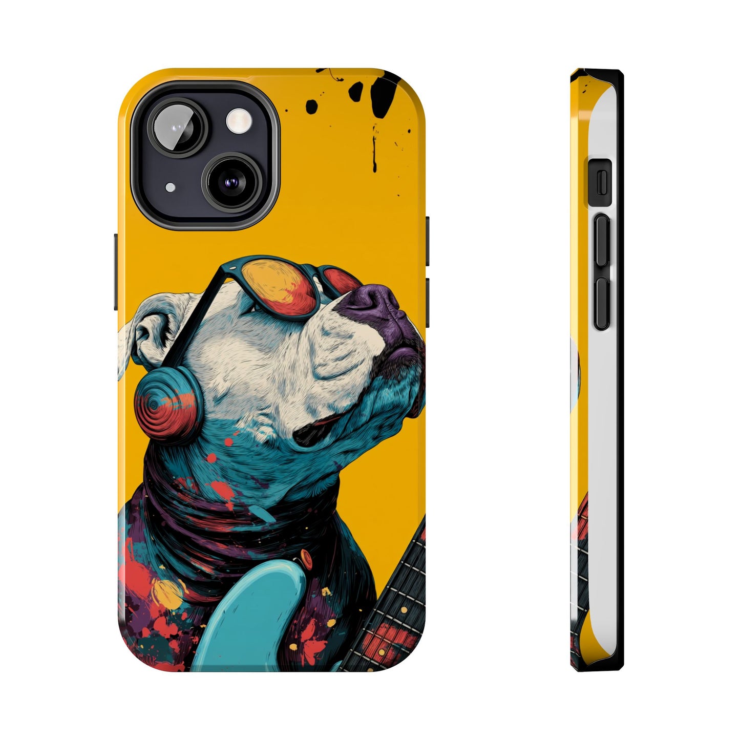 French Bulldog with Orange Sunglasses and Headphones Tough Phone Case