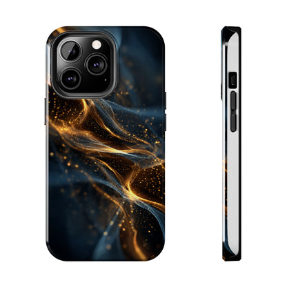 Stylish Tough Phone Case with Golden Swirl Design