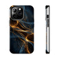 Stylish Tough Phone Case with Golden Swirl Design