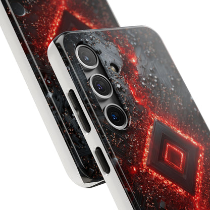 Neon Nexus: Crimson Shard | Sci-Fi Diamond Phone Case by Skipper