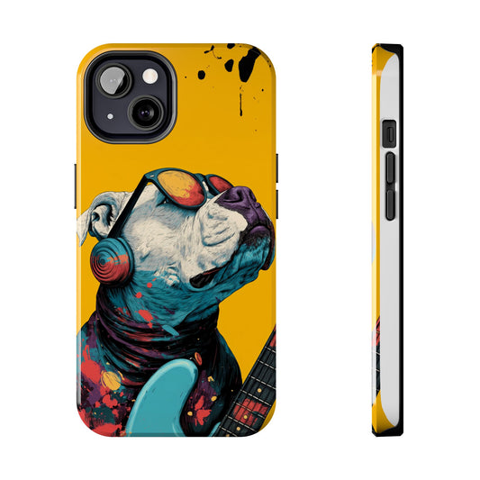 French Bulldog with Orange Sunglasses and Headphones Tough Phone Case