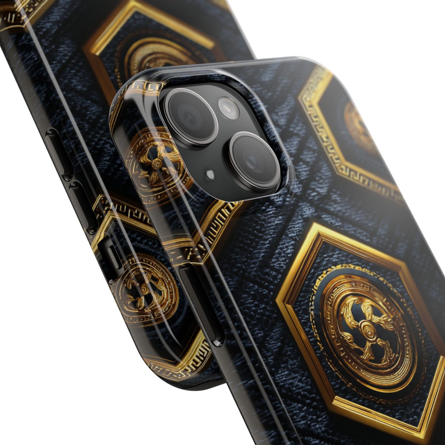 Luxury Gold Hexagon Tough Phone Case by Skipper – Modern Stylish Protection & Gift Idea