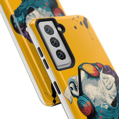 French Bulldog with Orange Sunglasses and Headphones Tough Phone Case